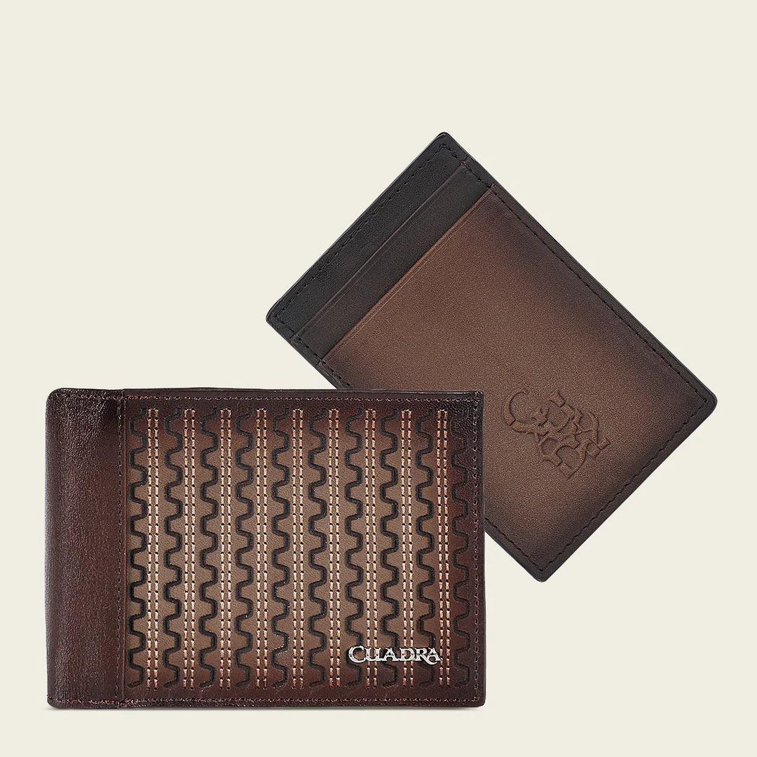 BC025RS - Cuadra Brown Cowhide Leather Bi Fold Wallet for Men