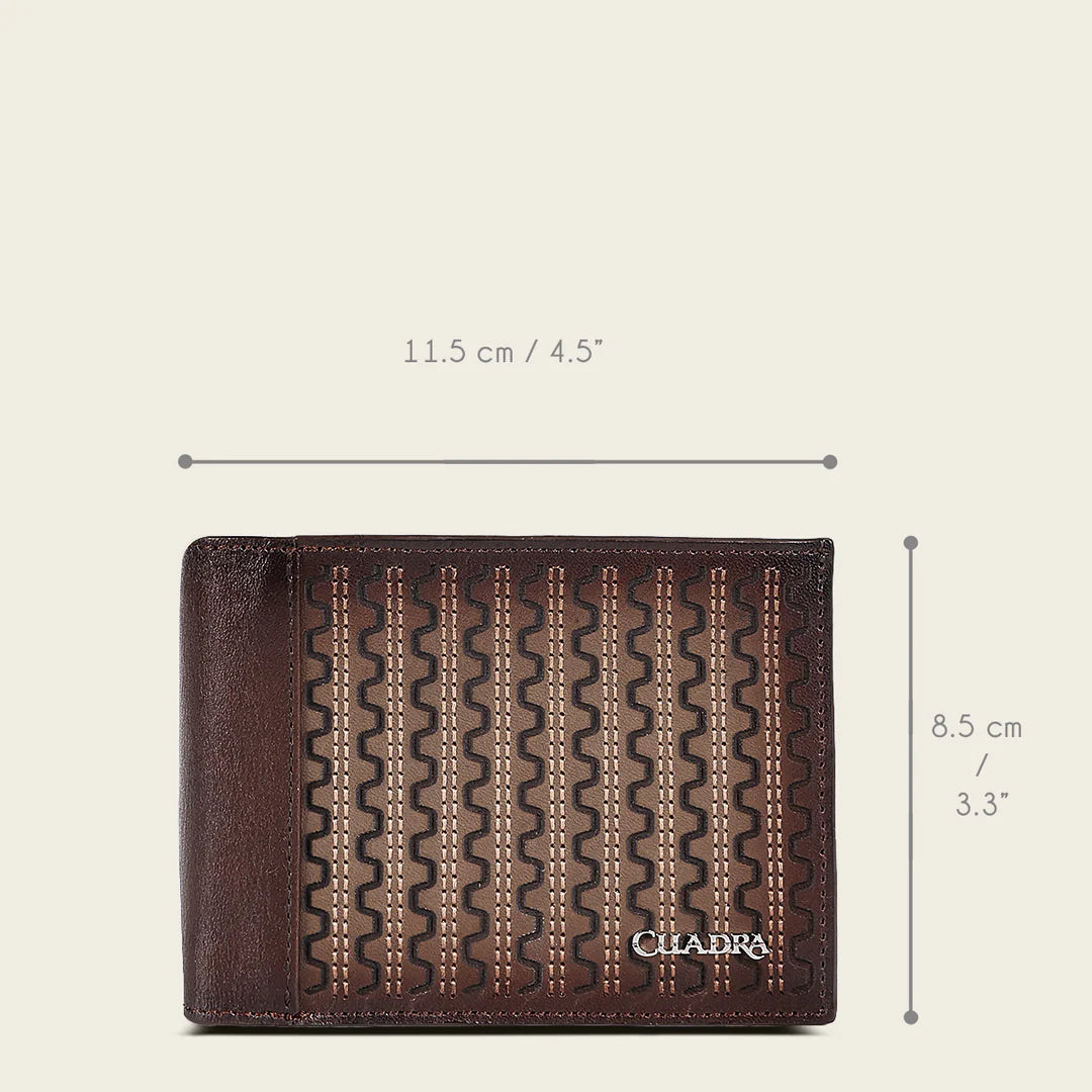 BC025RS - Cuadra Brown Cowhide Leather Bi Fold Wallet for Men