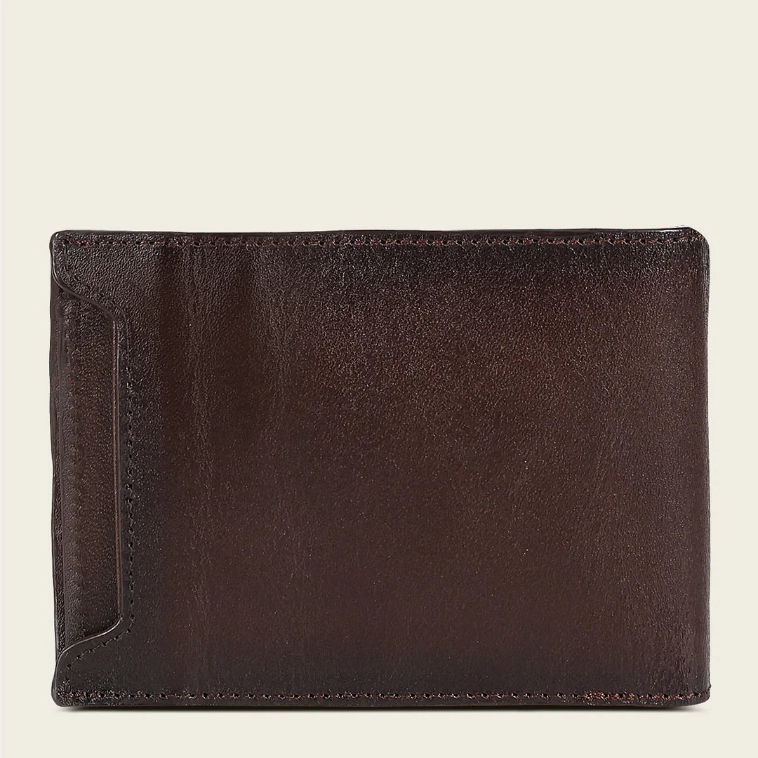 BC025RS - Cuadra brown cowhide leather bi fold wallet for men