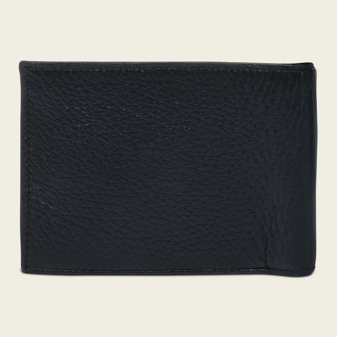 BC037VE - Cuadra black deer leather bi fold wallet for men