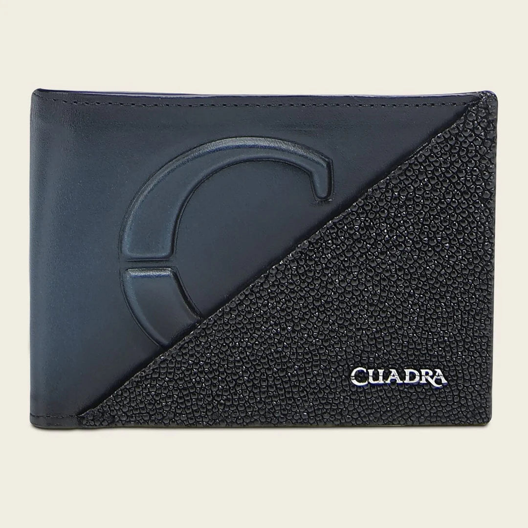 BC040MA - Cuadra blue classic stingray lather bifold wallet for men