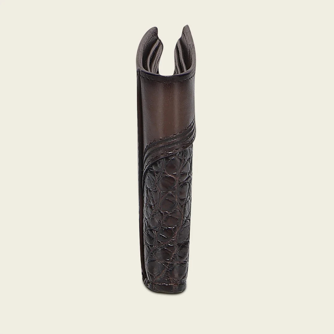 BC041AL - Cuadra brown alligator leather bi fold wallet for men