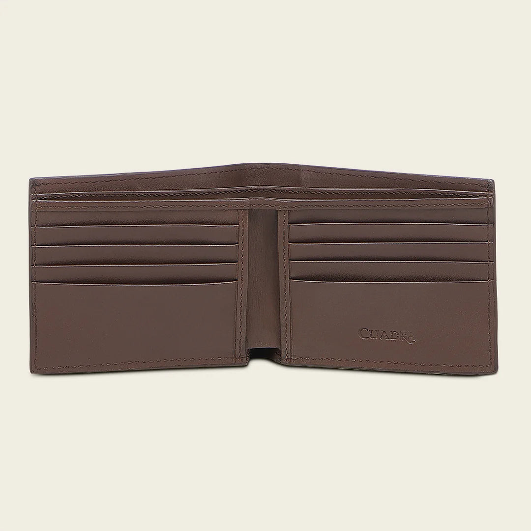 BC041AL - Cuadra brown alligator leather bi fold wallet for men