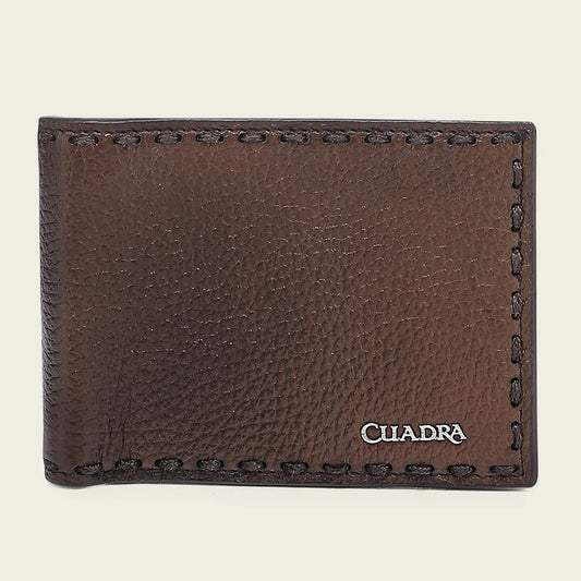 BC043VE - Cuadra honey deer leather bi fold wallet for men