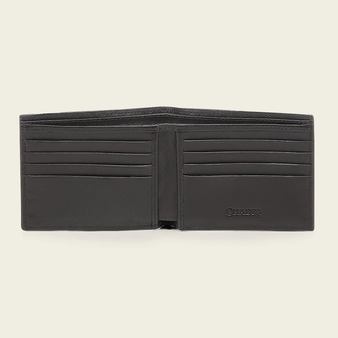 BC043VE - Cuadra honey deer leather bi fold wallet for men