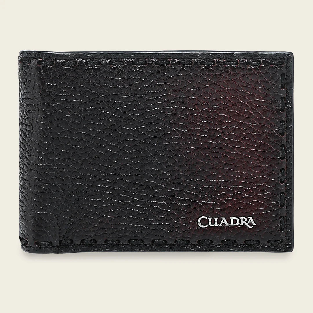 BC043VE - Cuadra Wine Deer Leather Bi Fold Wallet for Men