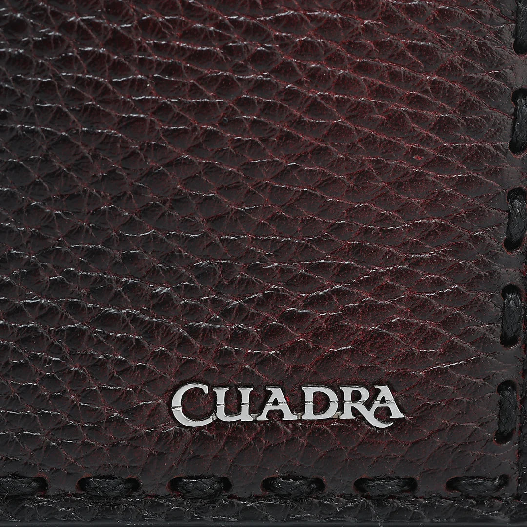 BC043VE - Cuadra Wine Deer Leather Bi Fold Wallet for Men