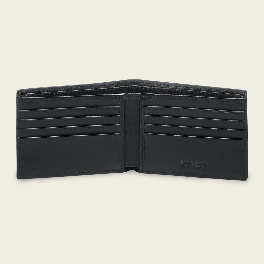 BC043VE - Cuadra wine deer leather bi fold wallet for men