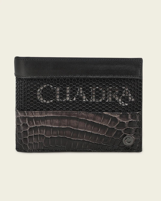 BC050AL - Cuadra gray alligator leather bi fold wallet for men