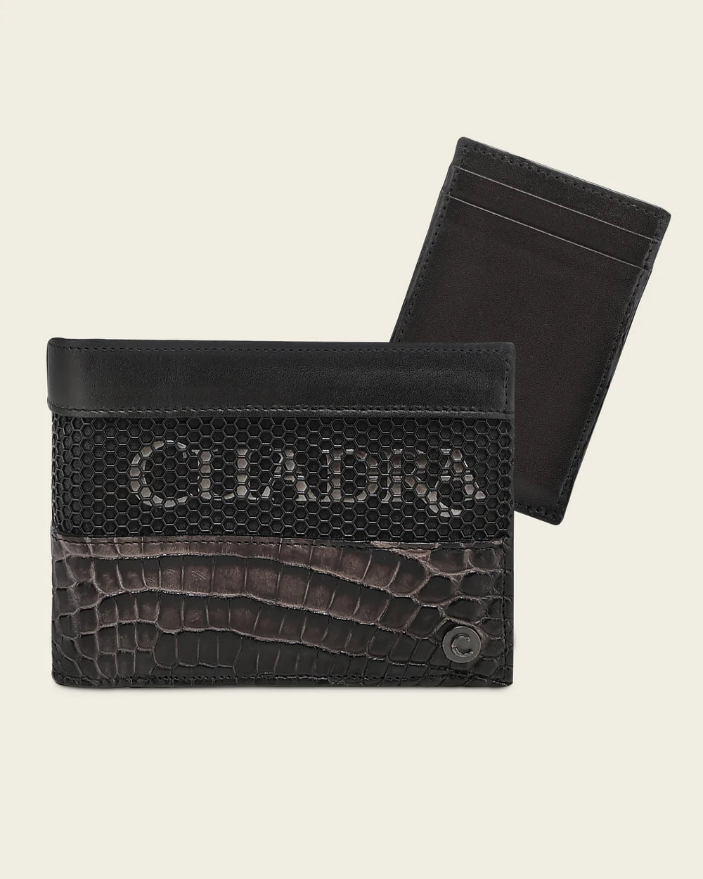 BC050AL - Cuadra Gray Alligator Leather Bi Fold Wallet for Men