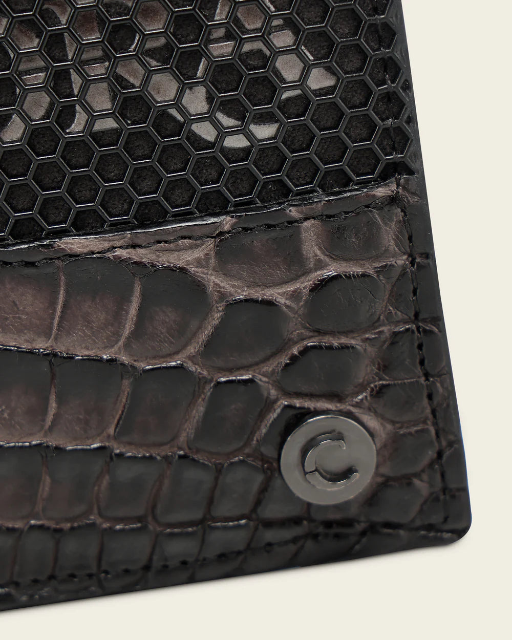 BC050AL - Cuadra Gray Alligator Leather Bi Fold Wallet for Men