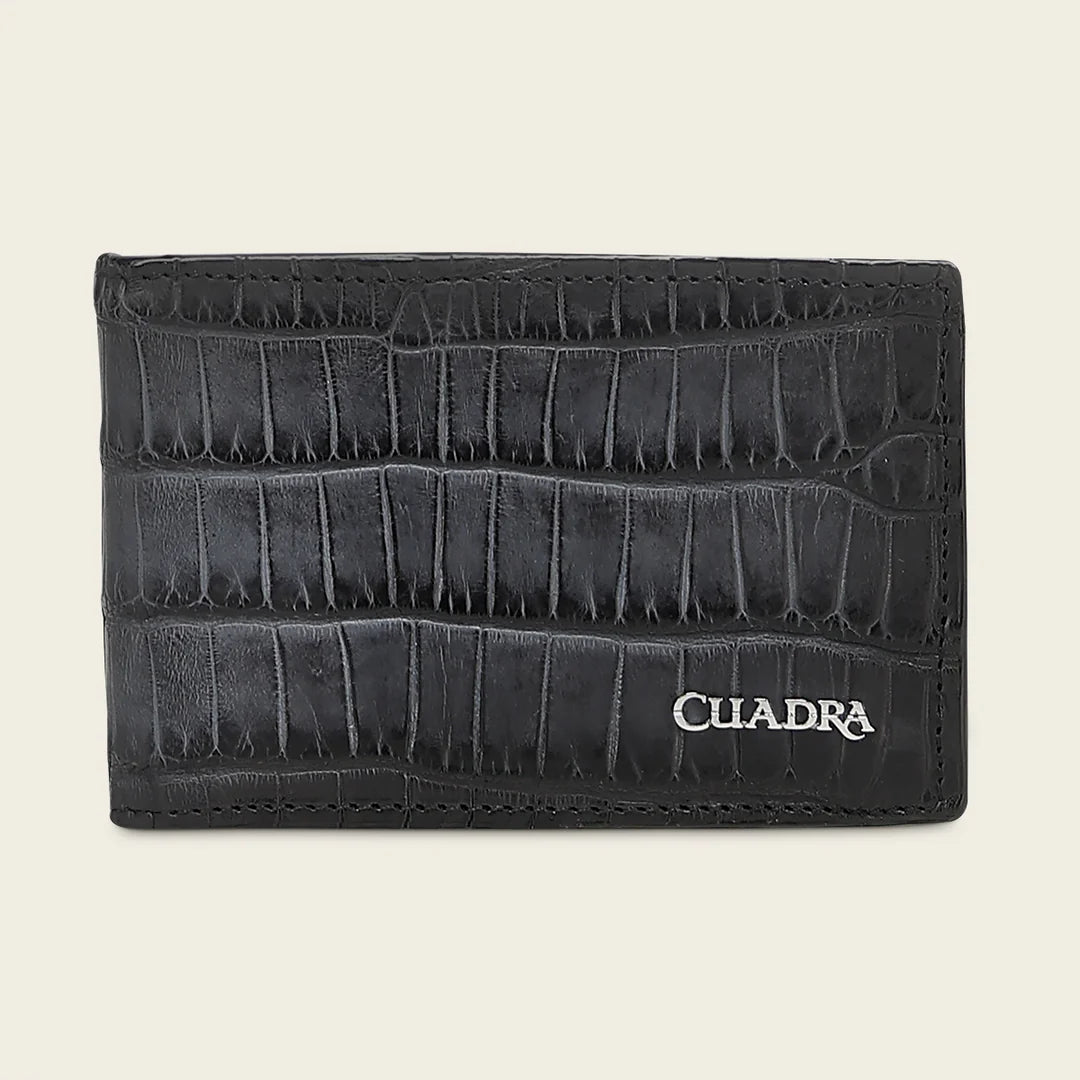 BC052AL - Cuadra blue alligator leather bi fold wallet for men