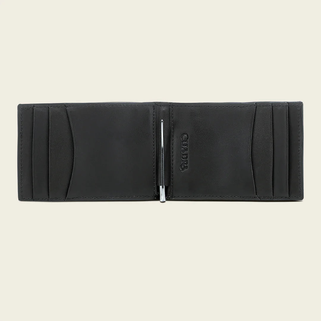BC052AL - Cuadra blue alligator leather bi fold wallet for men