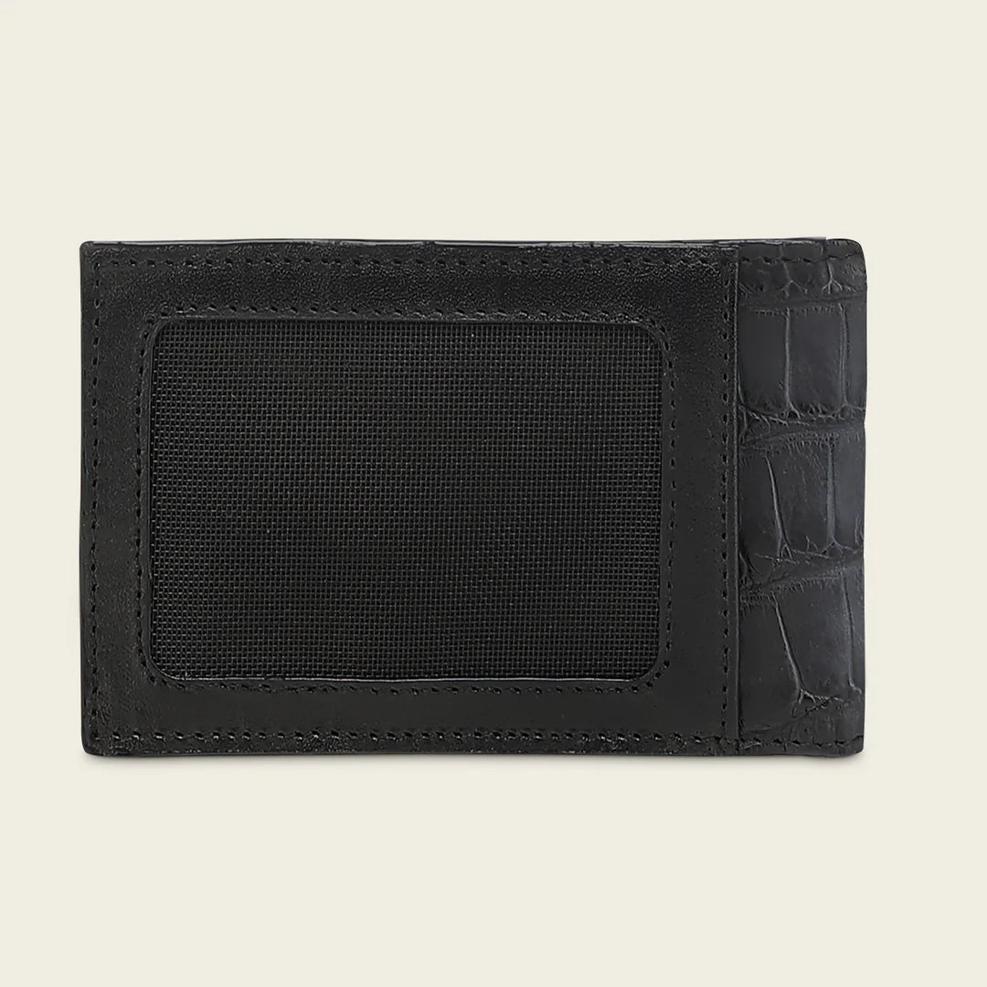 BC052AL - Cuadra blue alligator leather bi fold wallet for men