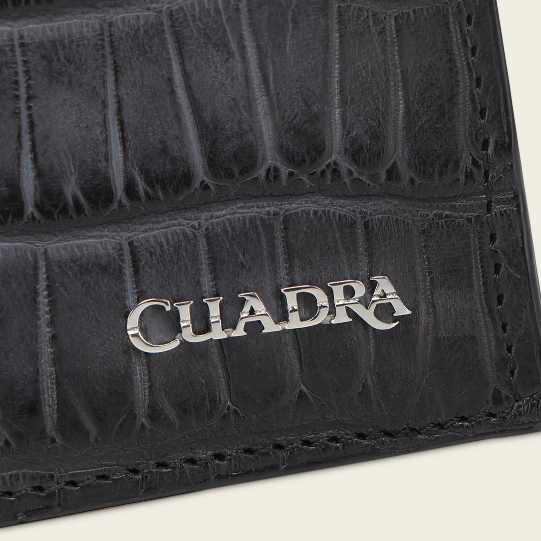 BC052AL - Cuadra blue alligator leather bi fold wallet for men