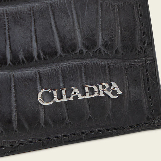 BC052AL - Cuadra blue alligator leather bi fold wallet for men