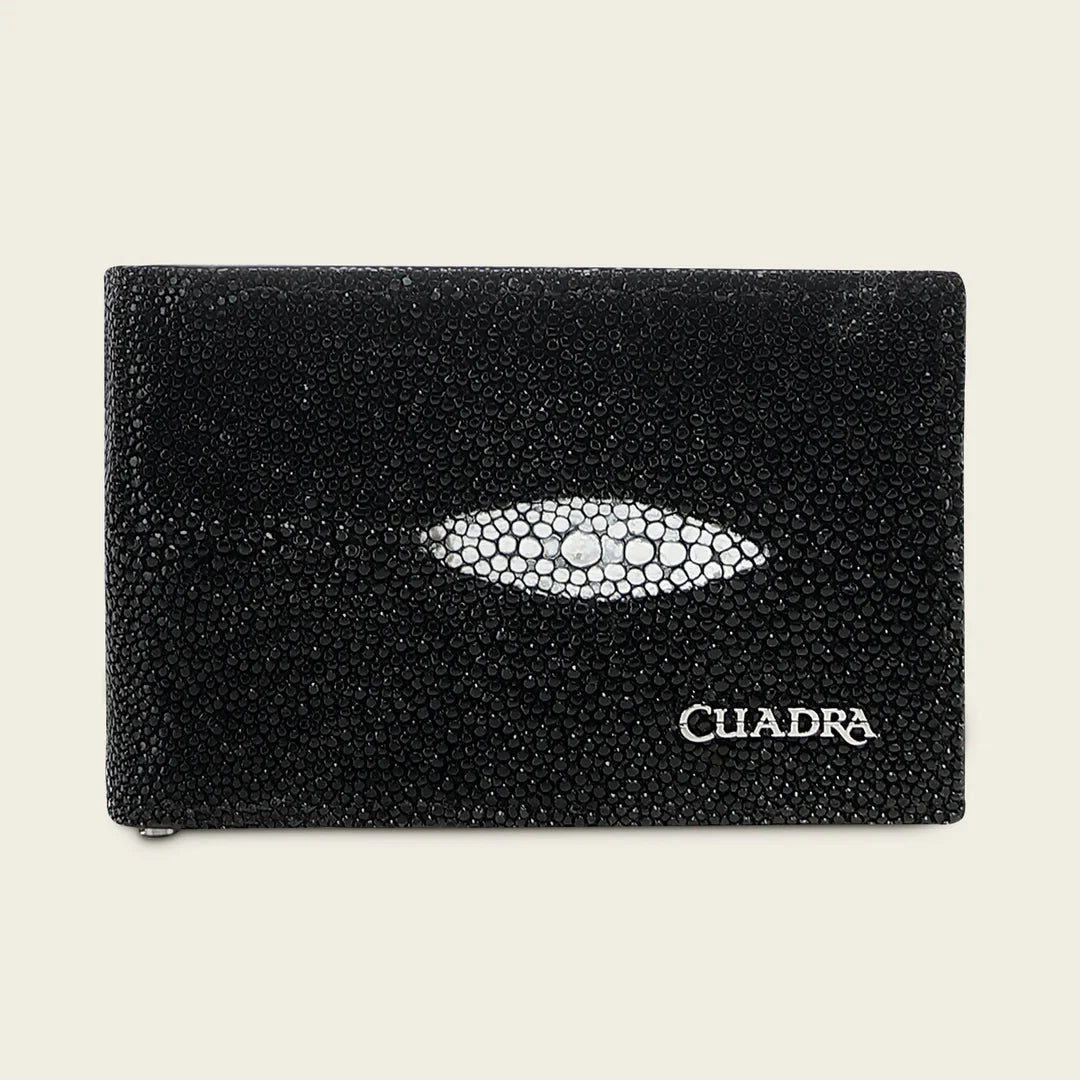 BC052MA - Cuadra black stingray leather bi fold wallet for men