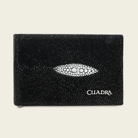 BC052MA - Cuadra black stingray leather bi fold wallet for men
