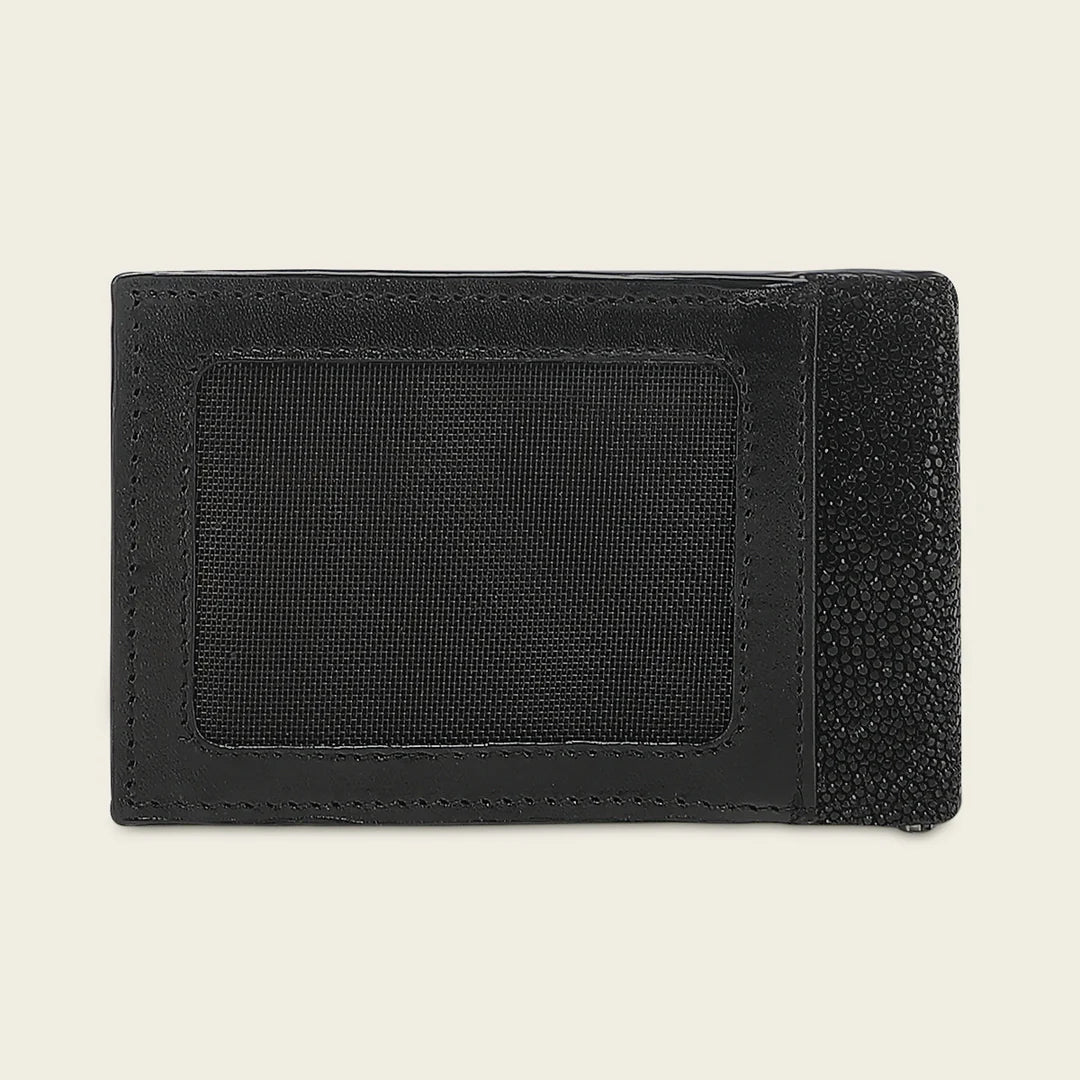BC052MA - Cuadra black stingray leather bi fold wallet for men