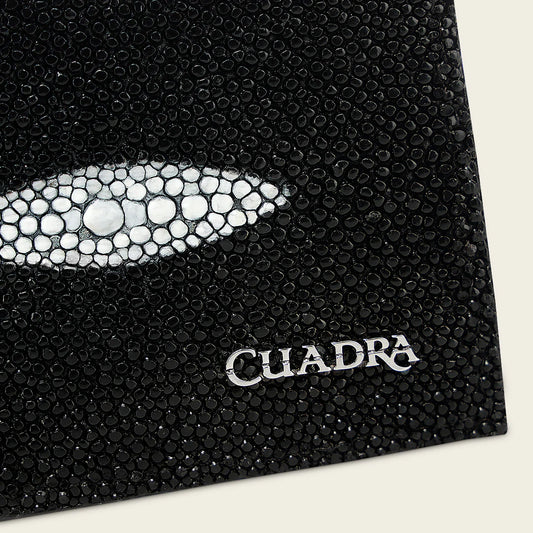 BC052MA - Cuadra black stingray leather bi fold wallet for men