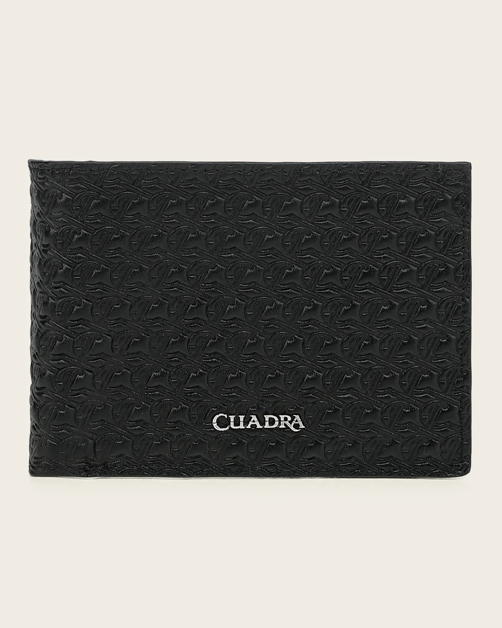 BC059RS - Cuadra Black Monogram Leather Bi-Fold Wallet & Card Case Set for Men