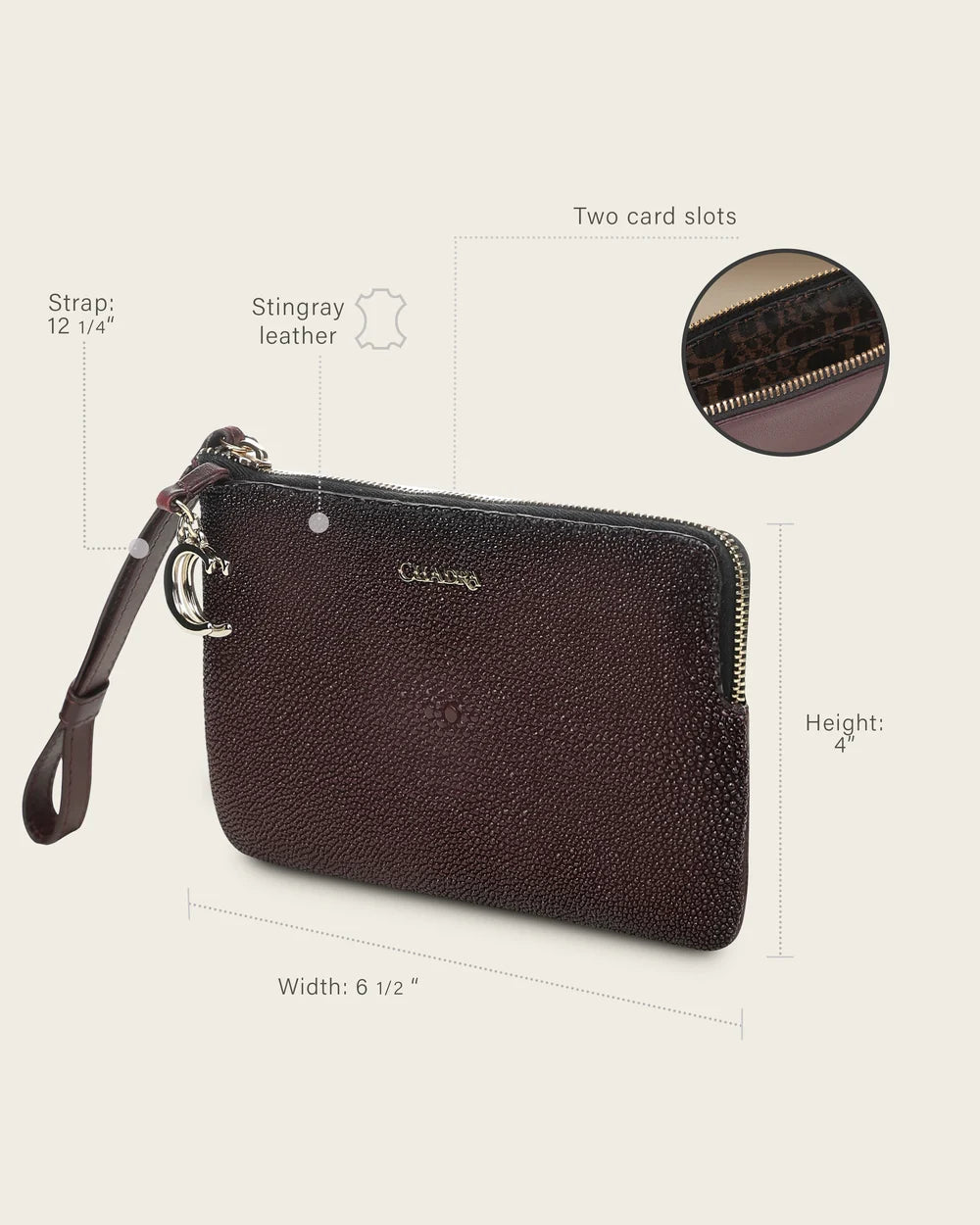 BD194MT - Cuadra wine fashion stingray wristlet wallet for women