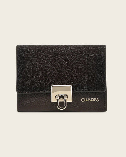 BD197MA - Cuadra Brown Fashion Tri-fold Stingray Leather Wallet for Women