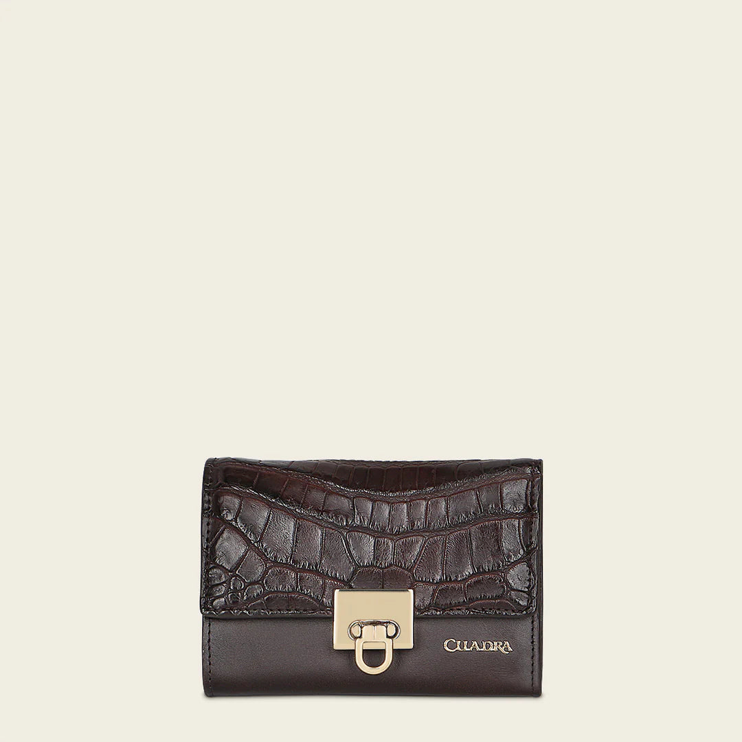 BD197MO - Cuadra Black Fashion Tri-fold Moreletti Leather Wallet for Women