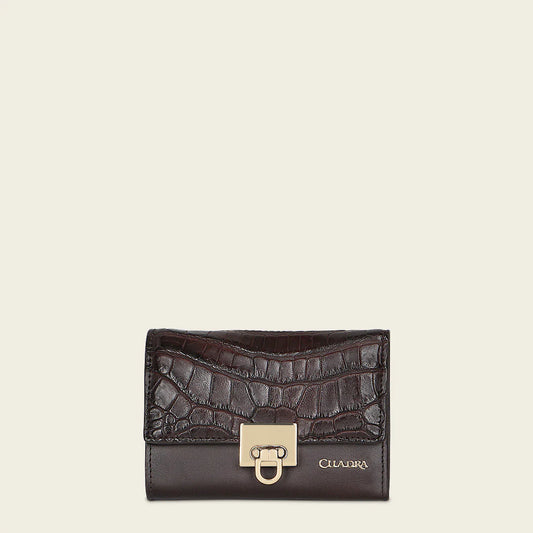 BD197MO - Cuadra Black Fashion Tri-fold Moreletti Leather Wallet for Women