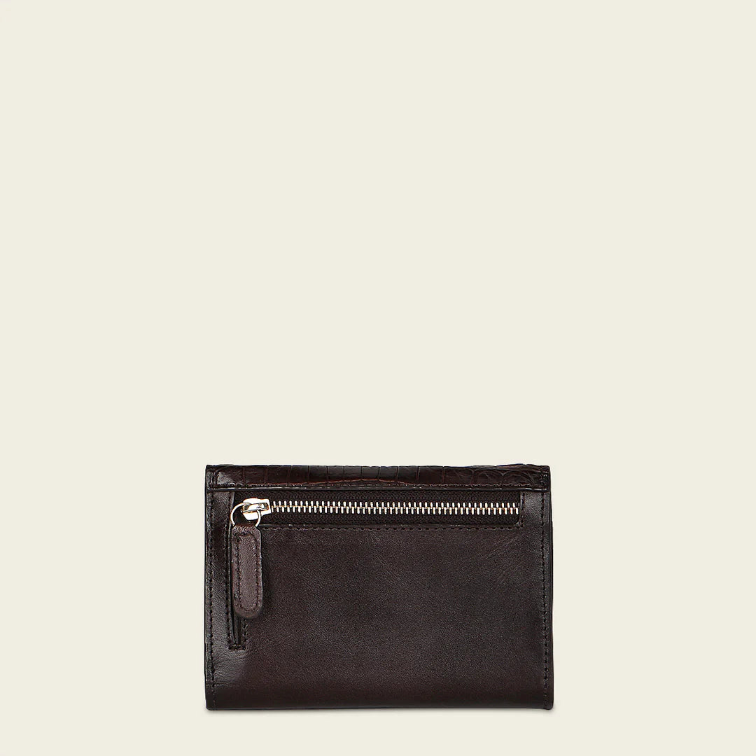 BD197MO - Cuadra Black Fashion Tri-fold Moreletti Leather Wallet for Women