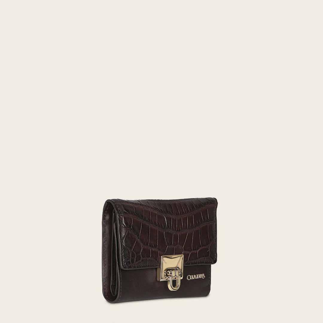 BD197MO - Cuadra Black Fashion Tri-fold Moreletti Leather Wallet for Women