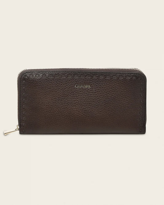 BD211VE - Cuadra Honey Fashion Zip-Around Deer Leather Wallet for Women
