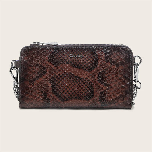 BD229PM - Cuadra chocolate python wristlet wallet for woman