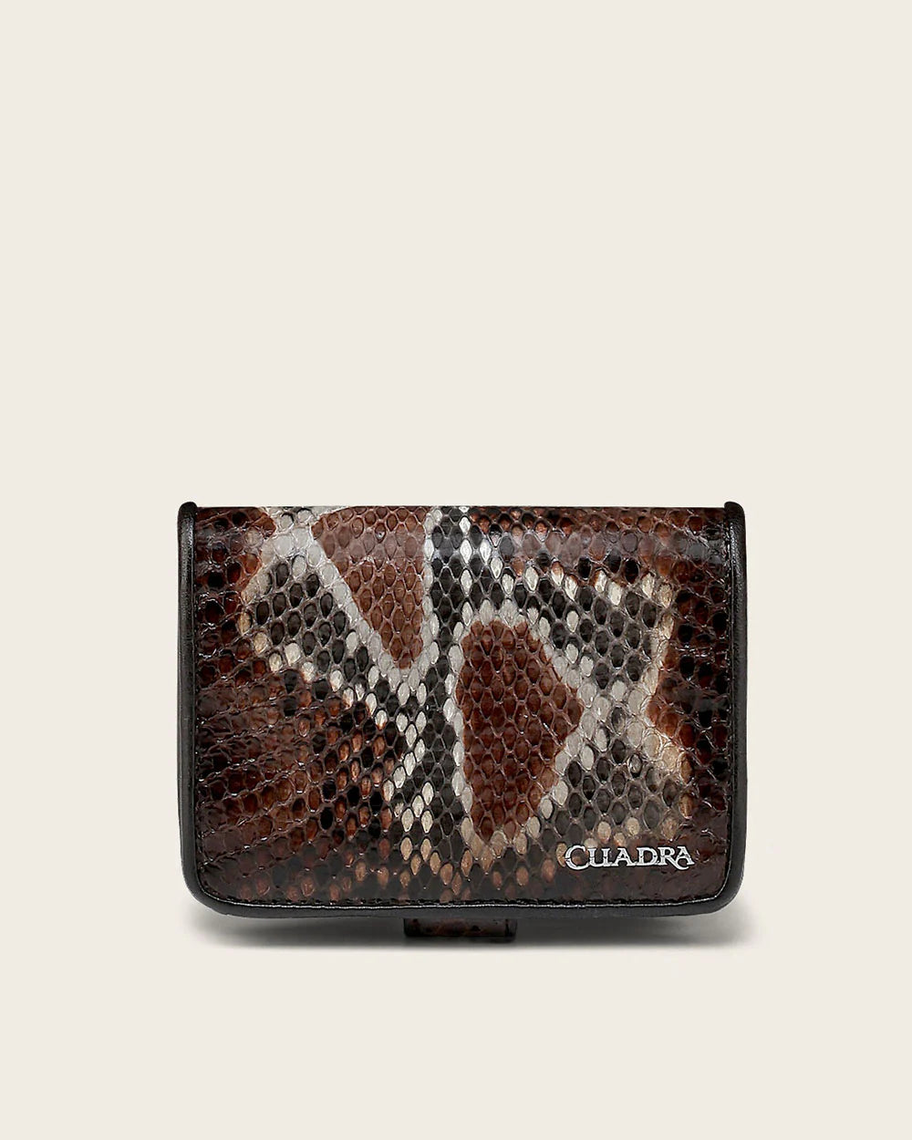 BD248PH - Cuadra brown python skin trifold wallet for woman