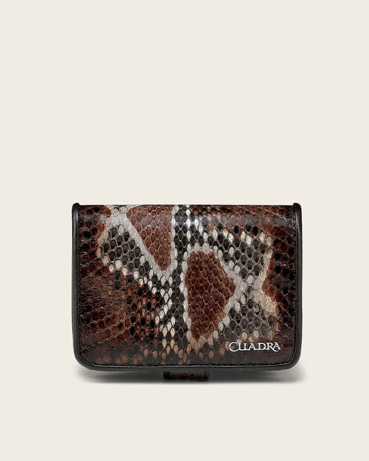 BD248PH - Cuadra brown python skin trifold wallet for woman