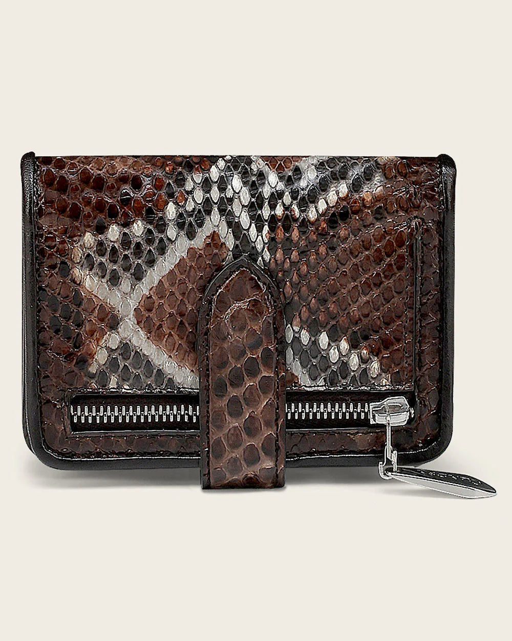 BD248PH - Cuadra brown casual fashion python skin trifold wallet for woman