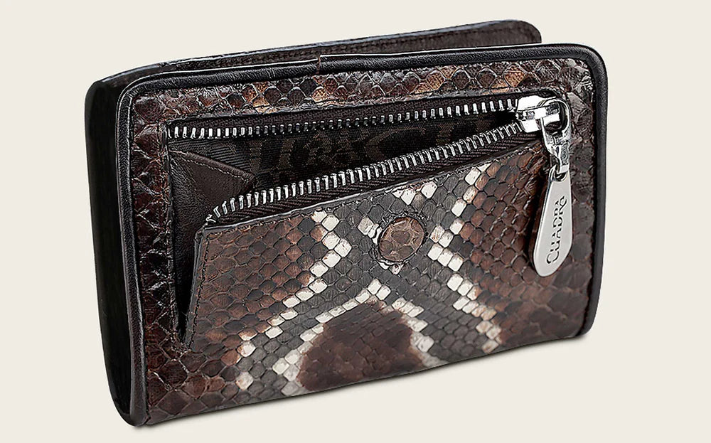BD248PH - Cuadra brown casual fashion python skin trifold wallet for woman
