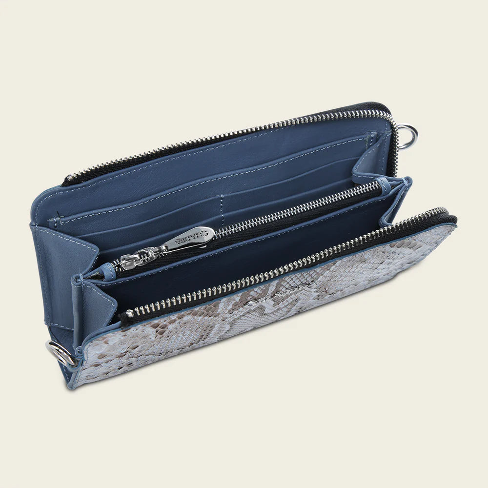 BD258PM - Cuadra blue casual fashion python wristlet wallet for woman