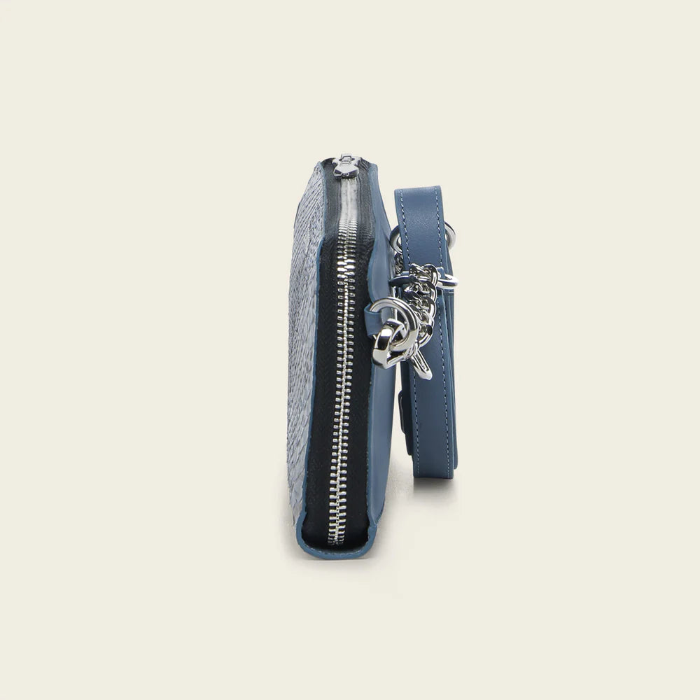 BD258PM - Cuadra blue casual fashion python wristlet wallet for woman