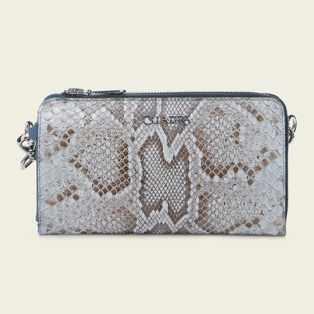 BD258PM - Cuadra blue casual fashion python wristlet wallet for woman