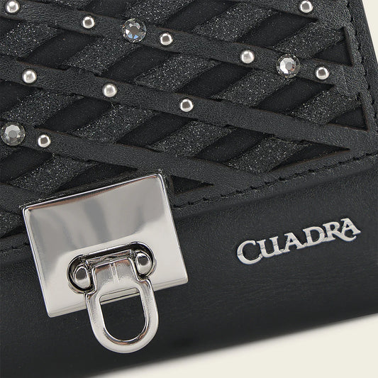 BD259RS - Cuadra black casual fashion trifold wallet for woman