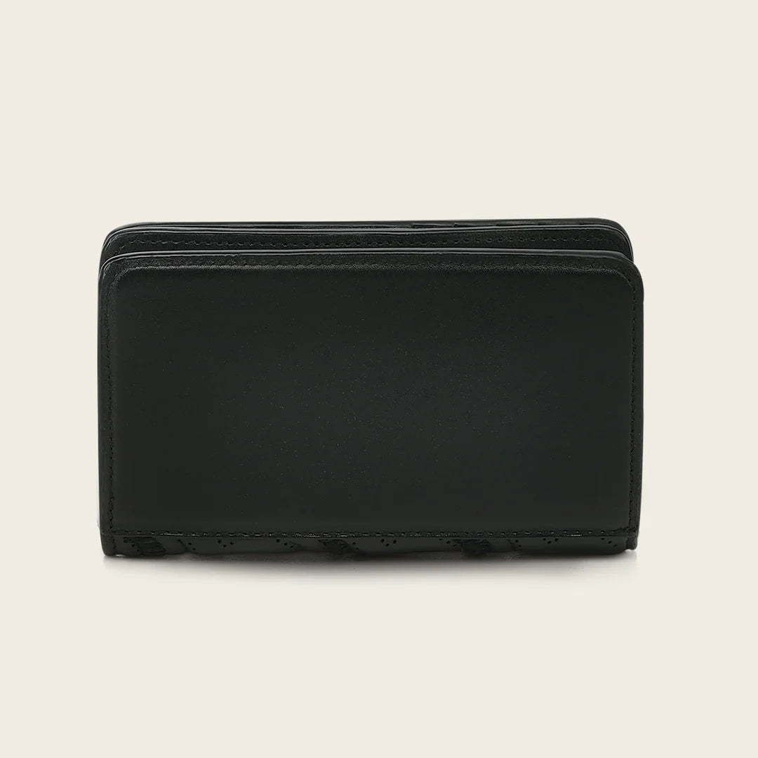 BD268BO - Cuadra black quilted crescent leather bifold wallet for women