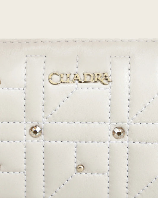 BD271CO - Cuadra white lambskin Swarovski crystal wristlet wallet for women