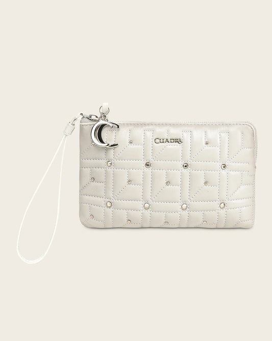 BD271CO - Cuadra white lambskin Swarovski crystal wristlet wallet for women