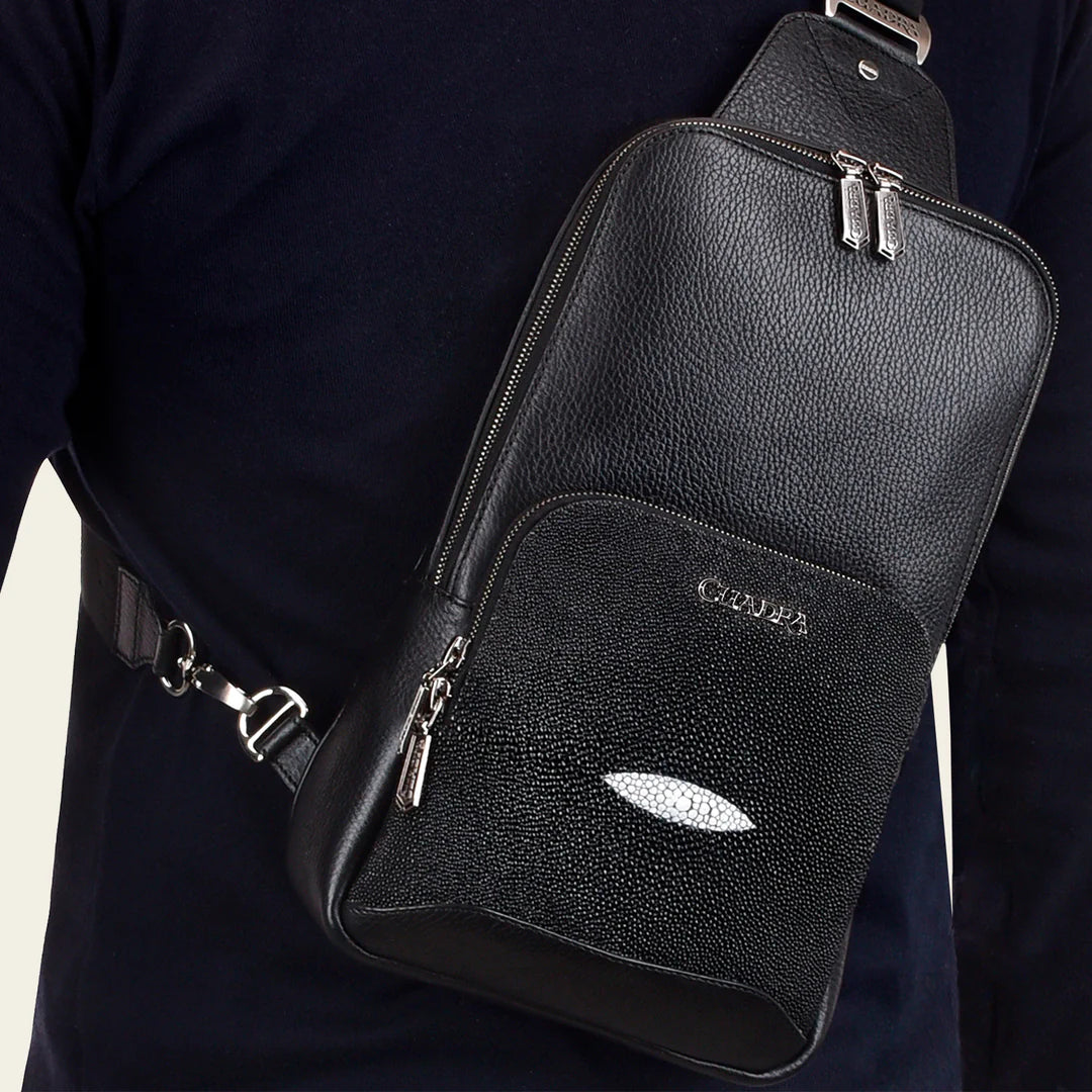 BO462MA - BLACK CUADRA FASHION STINGRAY CROSSBODY MESSENGER FOR MEN