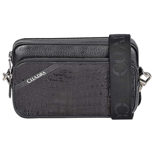 BOC04FU - Cuadra black casual fashion caiman chest clutch bag for men.