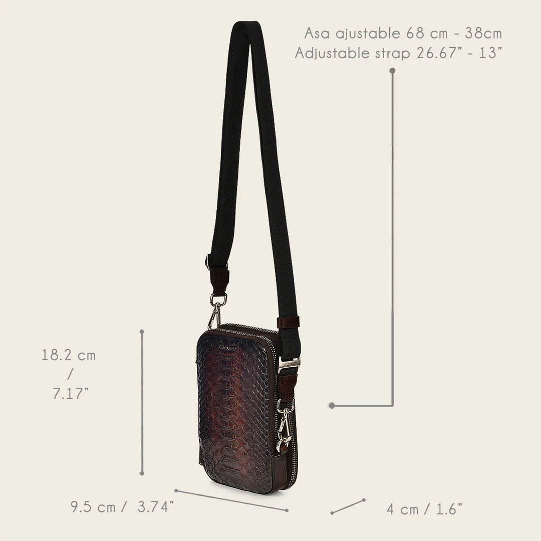 BOC05PH - Cuadra Chocolate Small Fashion Python Messenger Bag for Men