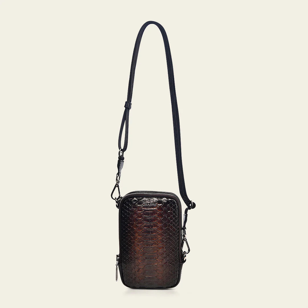 BOC05PH - Cuadra chocolate small fashion python messenger bag for men / women