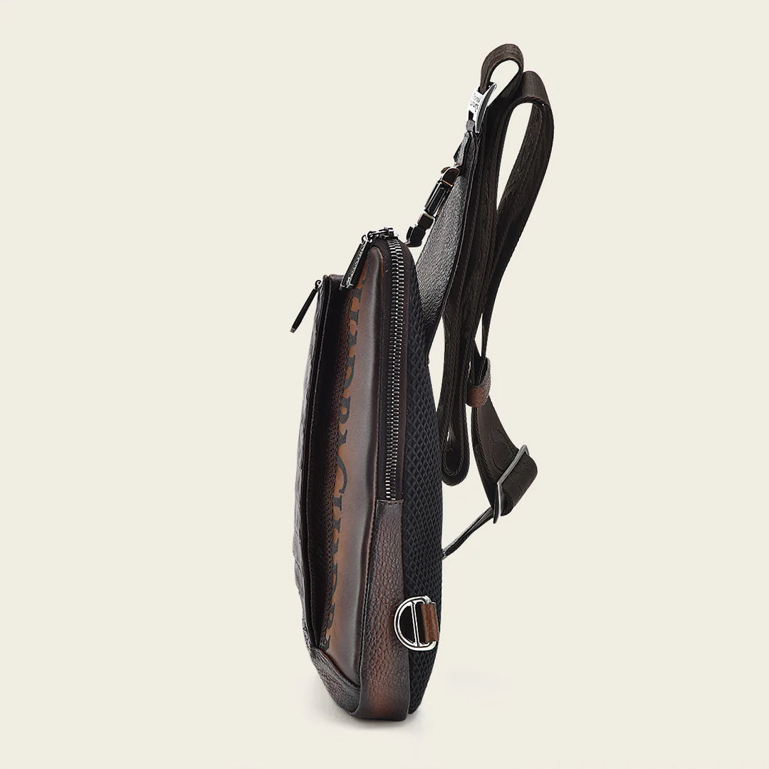 BOC22FC - Cuadra Brown Casual Fashion Caiman Crossbody Messenger Bag