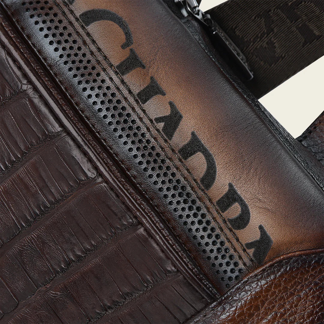 BOC22FC - Cuadra Brown Casual Fashion Caiman Crossbody Messenger Bag